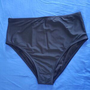 NWOT Kathy Ireland Swimsuit Bottom Womens XL Full Coverage Black High Waist